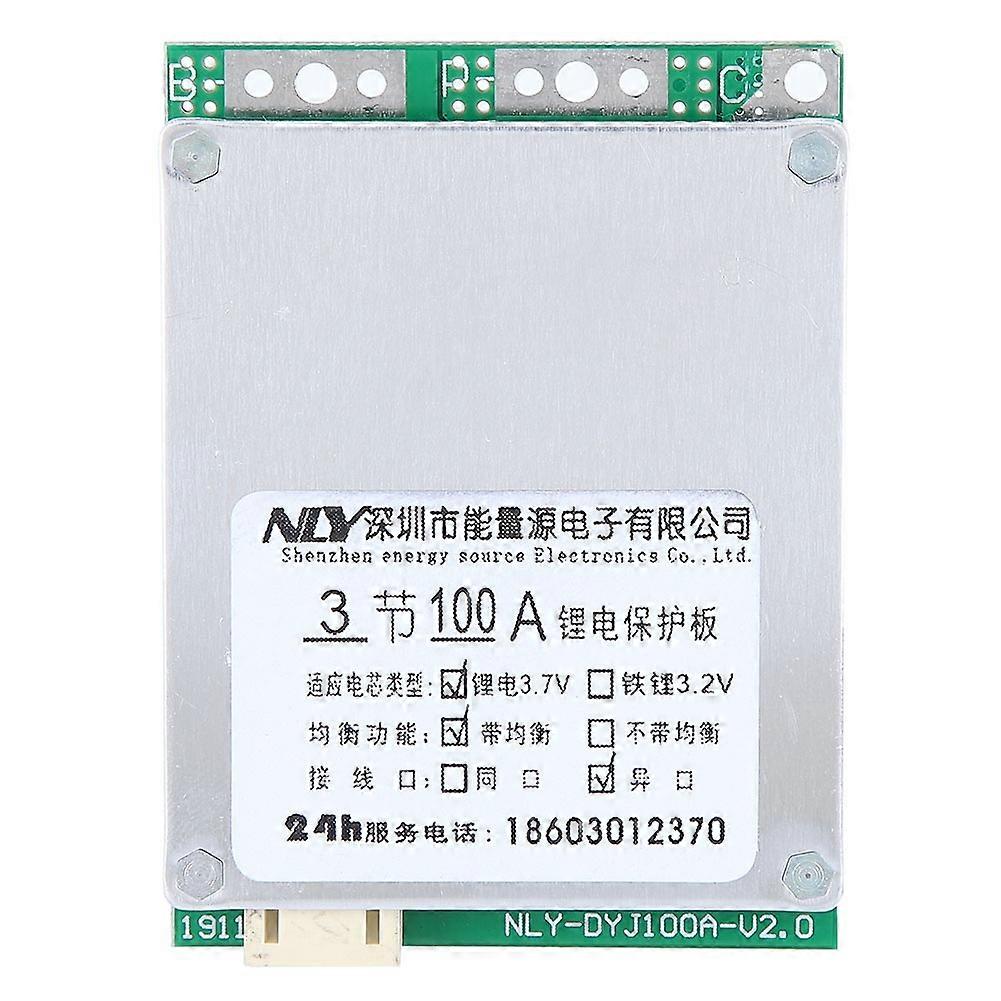 3S 12V 100A Lithium Battery Protection Board BMS PCB Board with Balance Charging