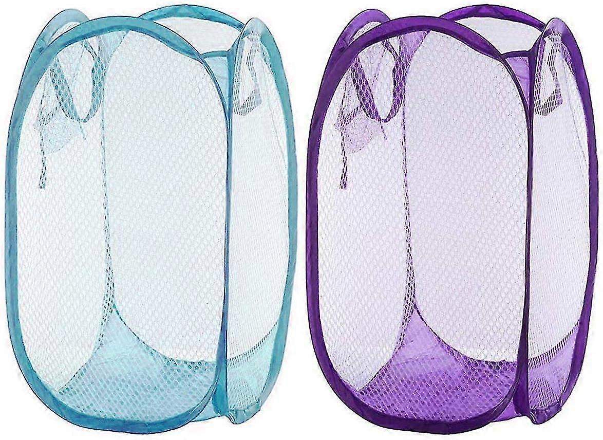 Foldable Mesh Pop-up Mesh Laundry Hamper With Side Pocket Clothes Laundry Basket Storage Bag With Carry Handles For Dirty Clothes Home Travel Storage