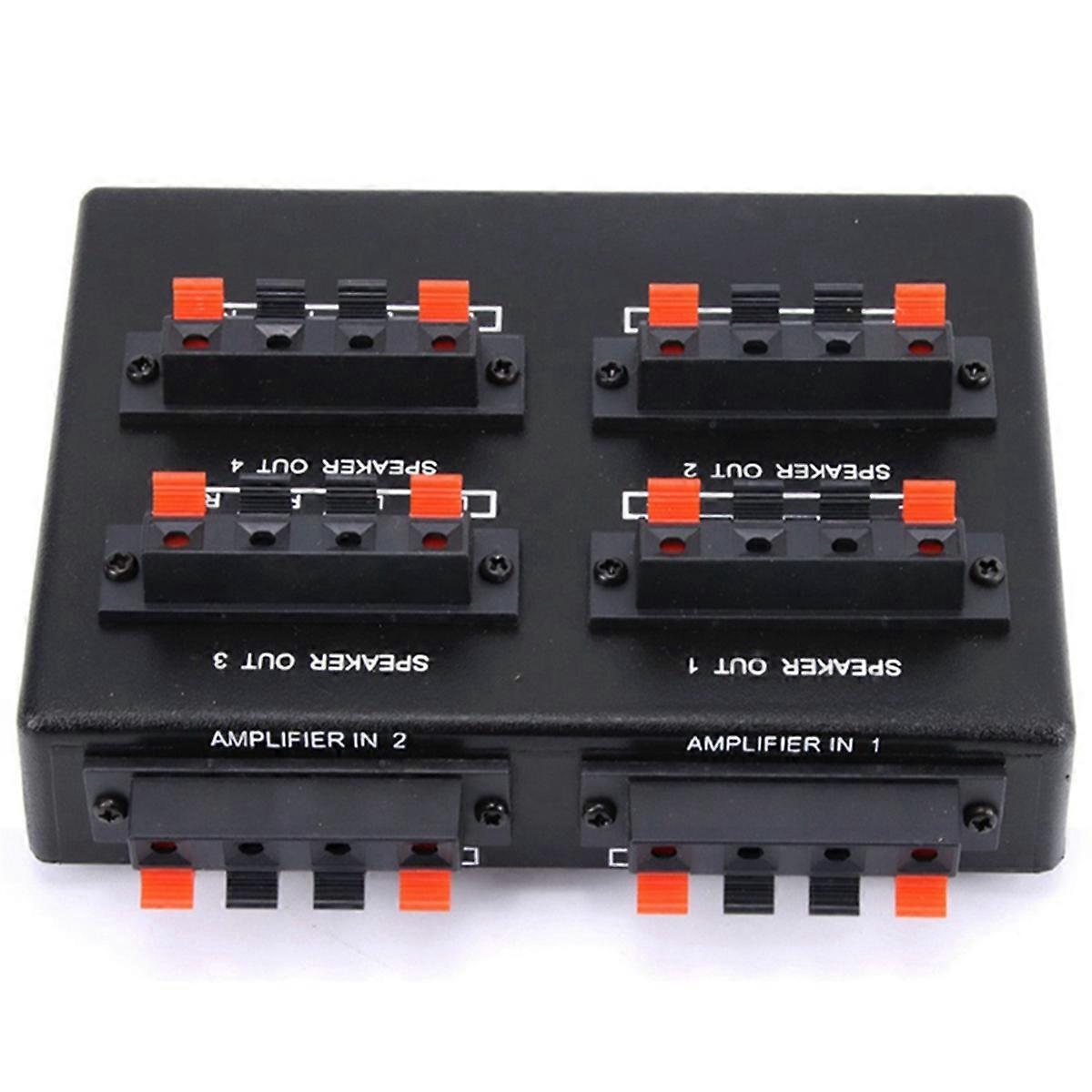 SP-24 Mini 2-in-4-OUT Stereo Audio Selector Amplifier Switcher Box Speaker Splitter