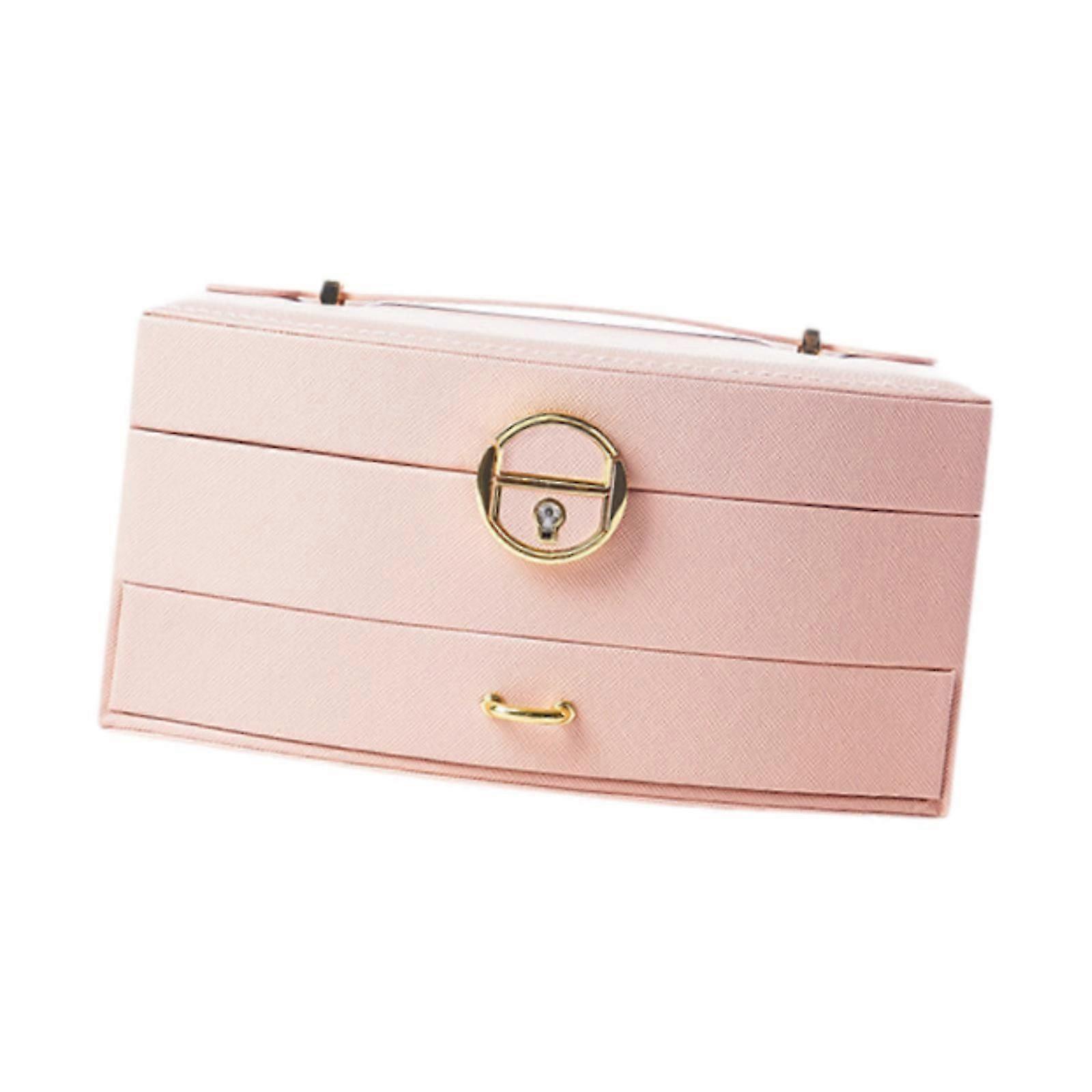 Jewelry Case Built in Makeup Mirror 2 Layers for Watches Birthdays Bracelets