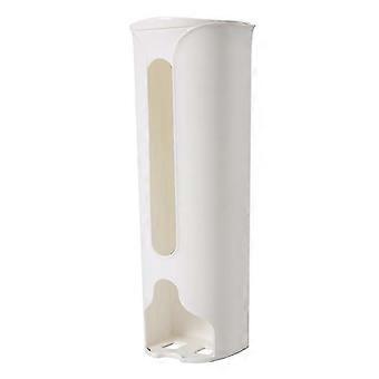 Gunstig-muur gemonteerde vuilniszak opbergdoos keuken plastic zak houder opbergdoos badkamer vuilniszak dispenser keukenaccessoires, wit, 9x9x