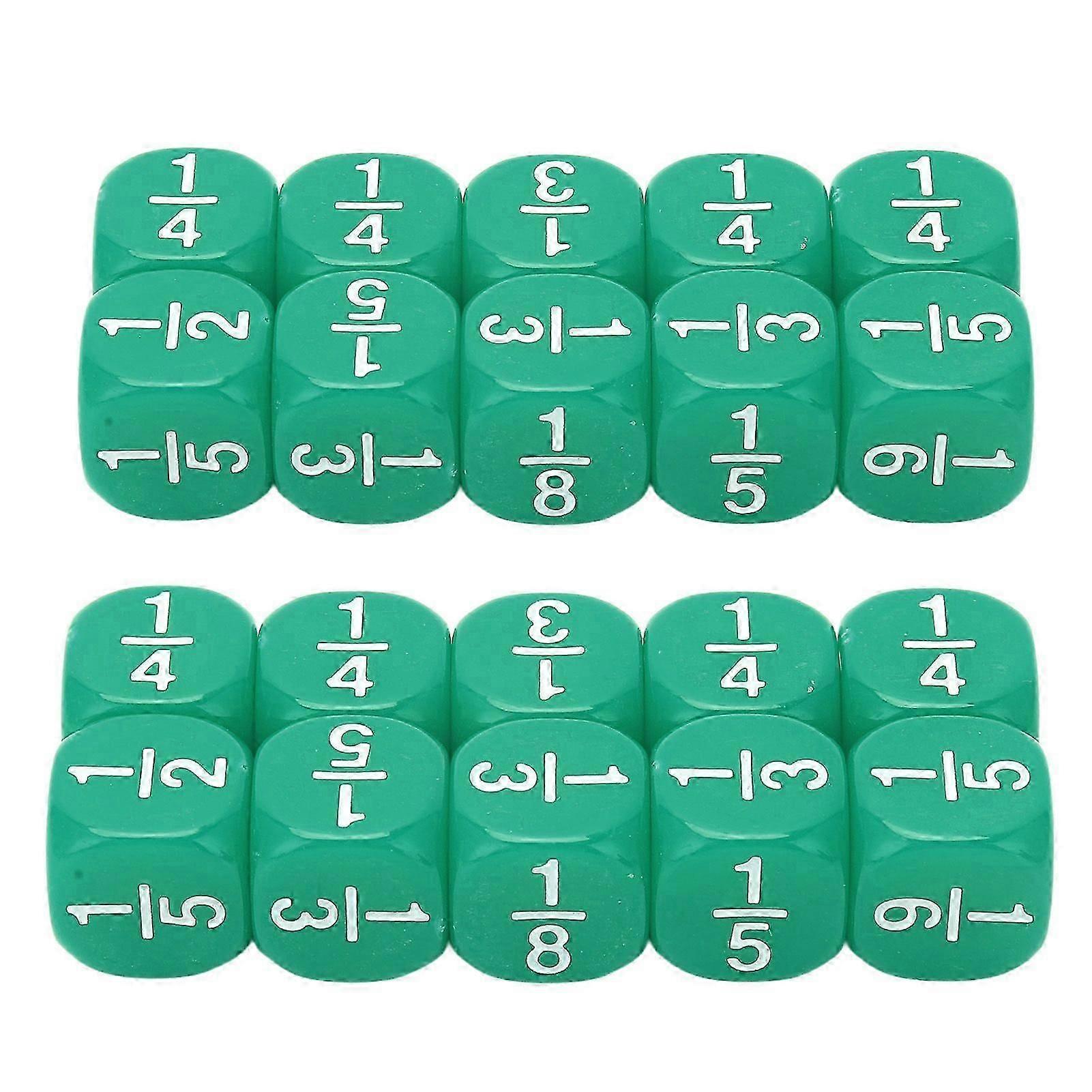 20 Pcs Fraction Dice Set, Acrylic 6-Sided Math Practice Dice