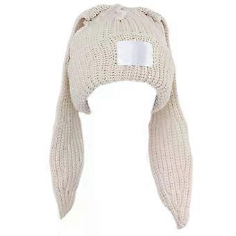 Kanin Strikket Hat Hekle Strikkelue Skullies Lue Long Ear Hat Søt Bunny Hat Rabbit Ears Hat Kvinner Høst Vinter Varm