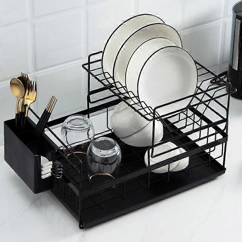 TEMPSA Dish Drainer with 9-Dish Separable Tray Black