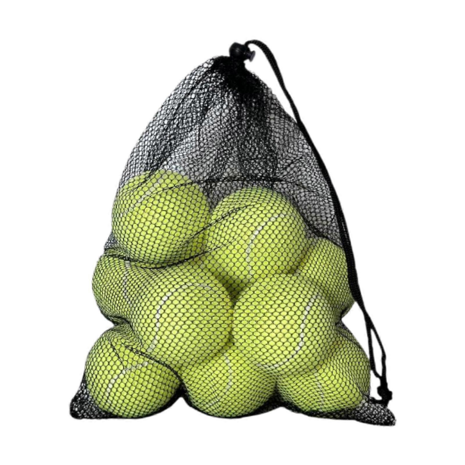 12x Tennis Balls Practice Balls Practical with Drawstring Storage Bag Training