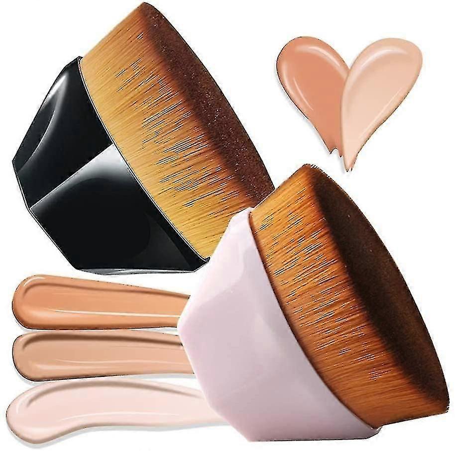 2pcs Foundation Brush Flat Makeup Brushes For Blending Flawless Liquid Cream Cosmetics