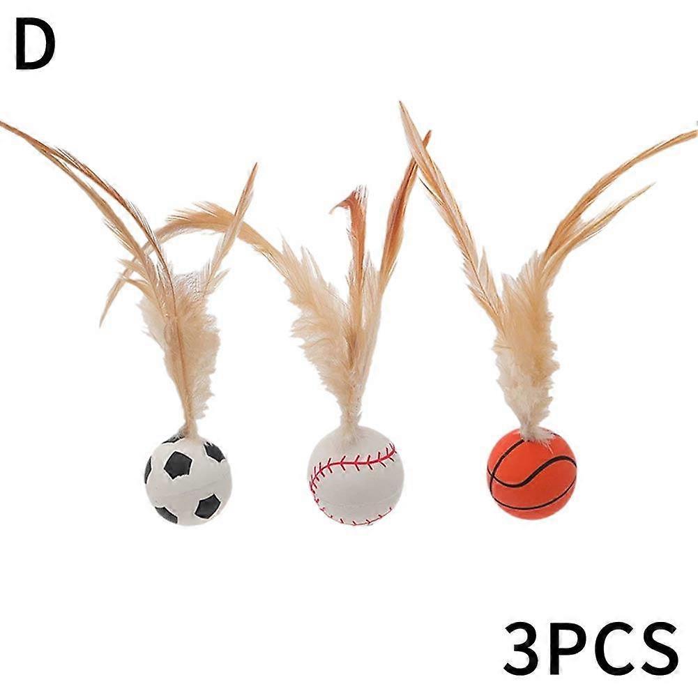 1/3PC Cat Interactive Bouncing Ball Toys Indoor Rolling Ball Teasing Stick Toy