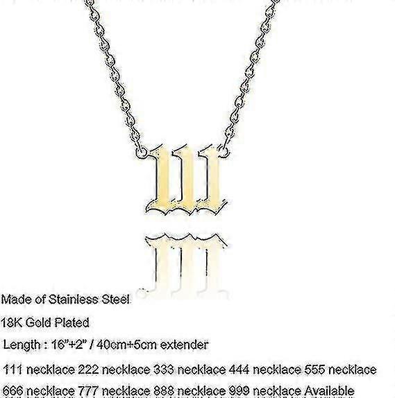 Angel Number Halskæde Guld Rustfrit Stål Numerologi Smykker