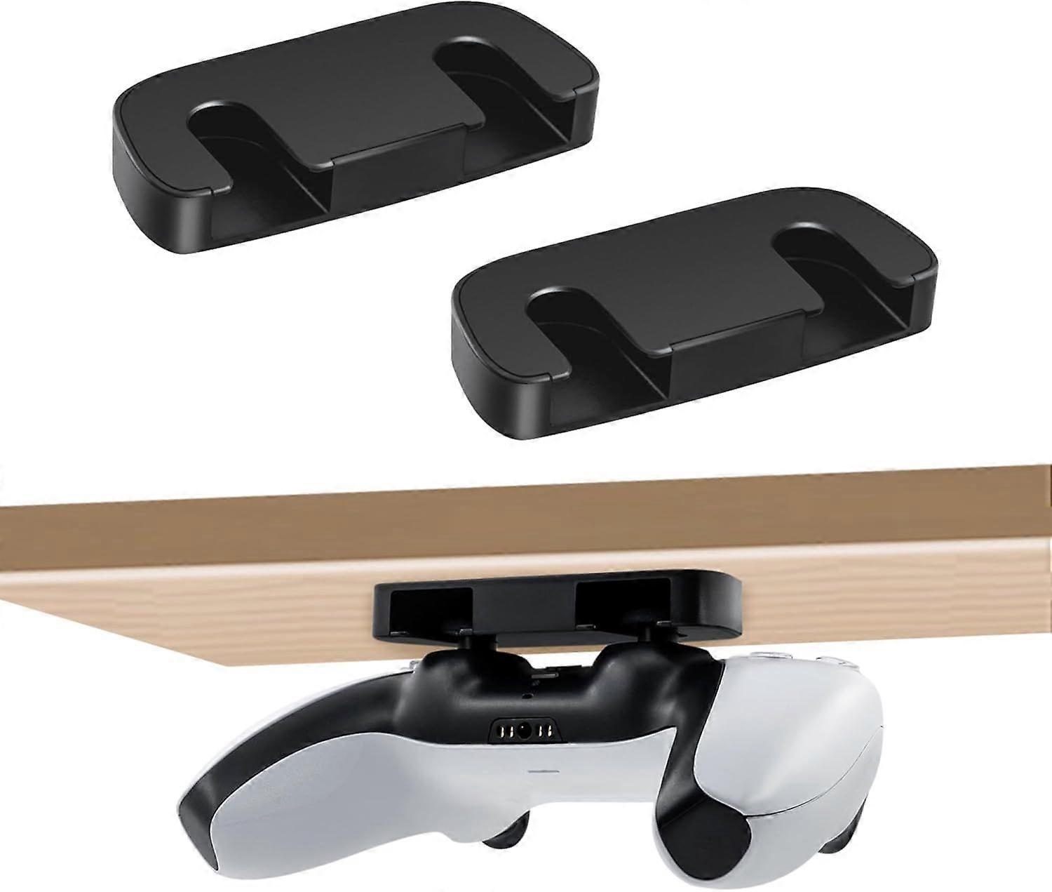 2PCS Under Desk Controller Holder for PS5, Horizontal Table Stand for PS4, Game Controller Under Desk Mount Holder for PS4/PS5 Controller Accessories