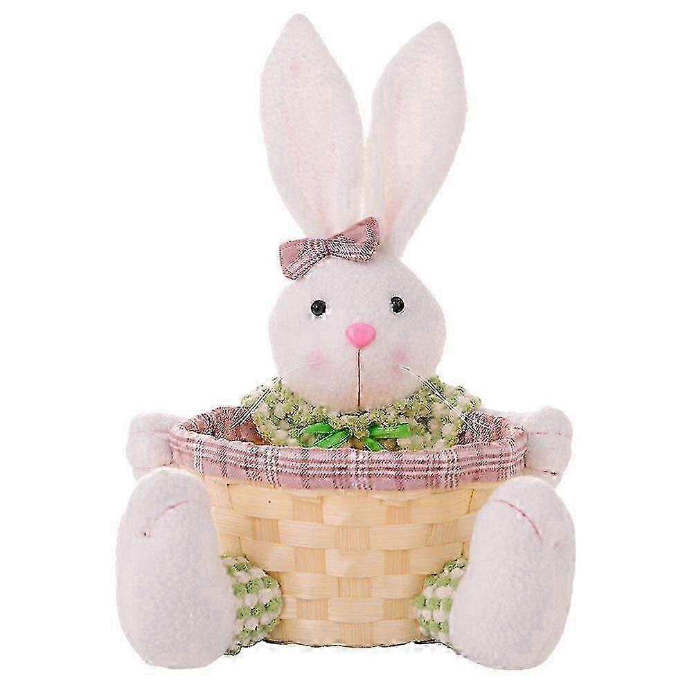 Easter Candy Basket with Bunny Figurine Egg Storage Basket Candy Container Easter Party Decor