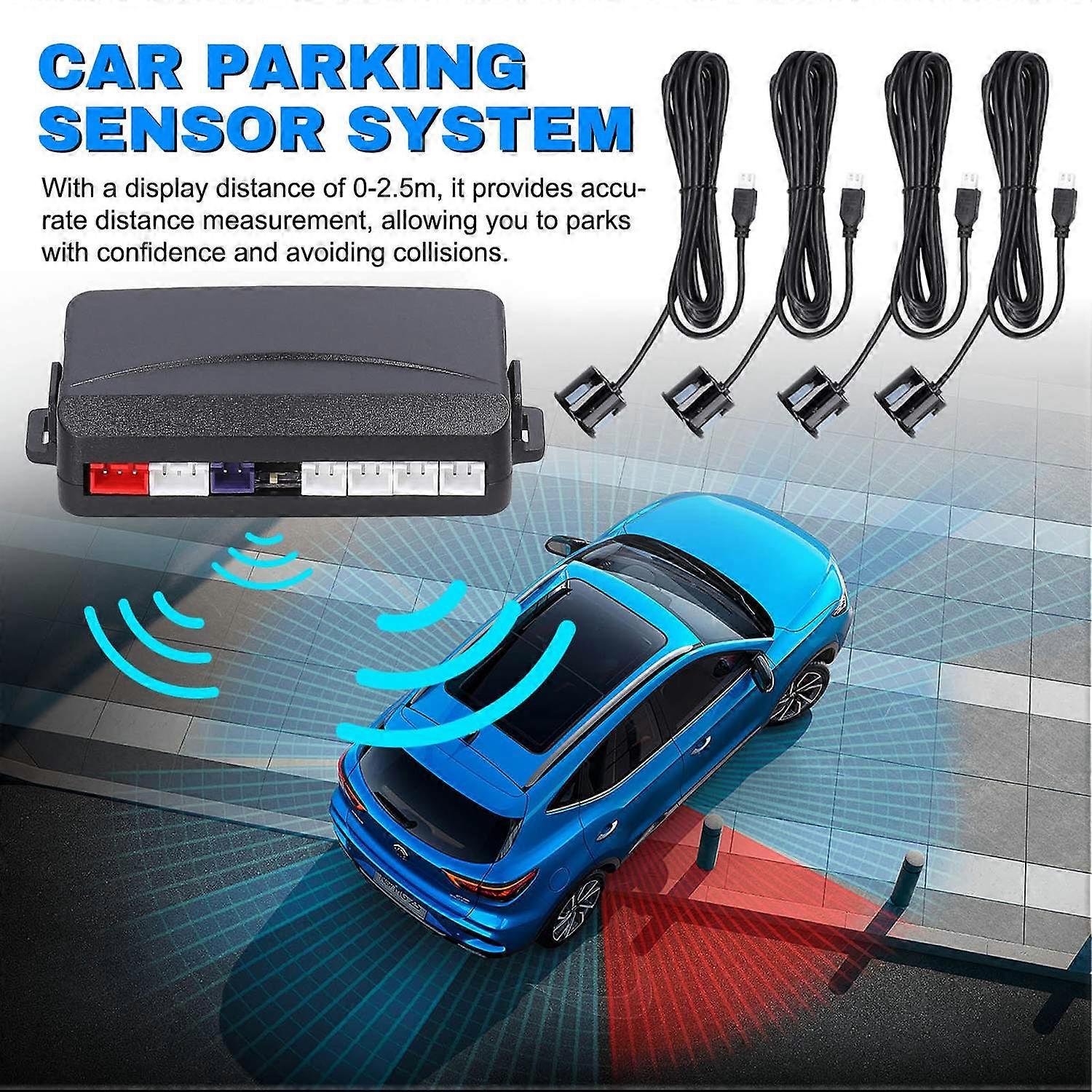 Car Parking Sensor Rear Reversing Radars System with 4 Parking Sensors Distance Detection LCD Displa