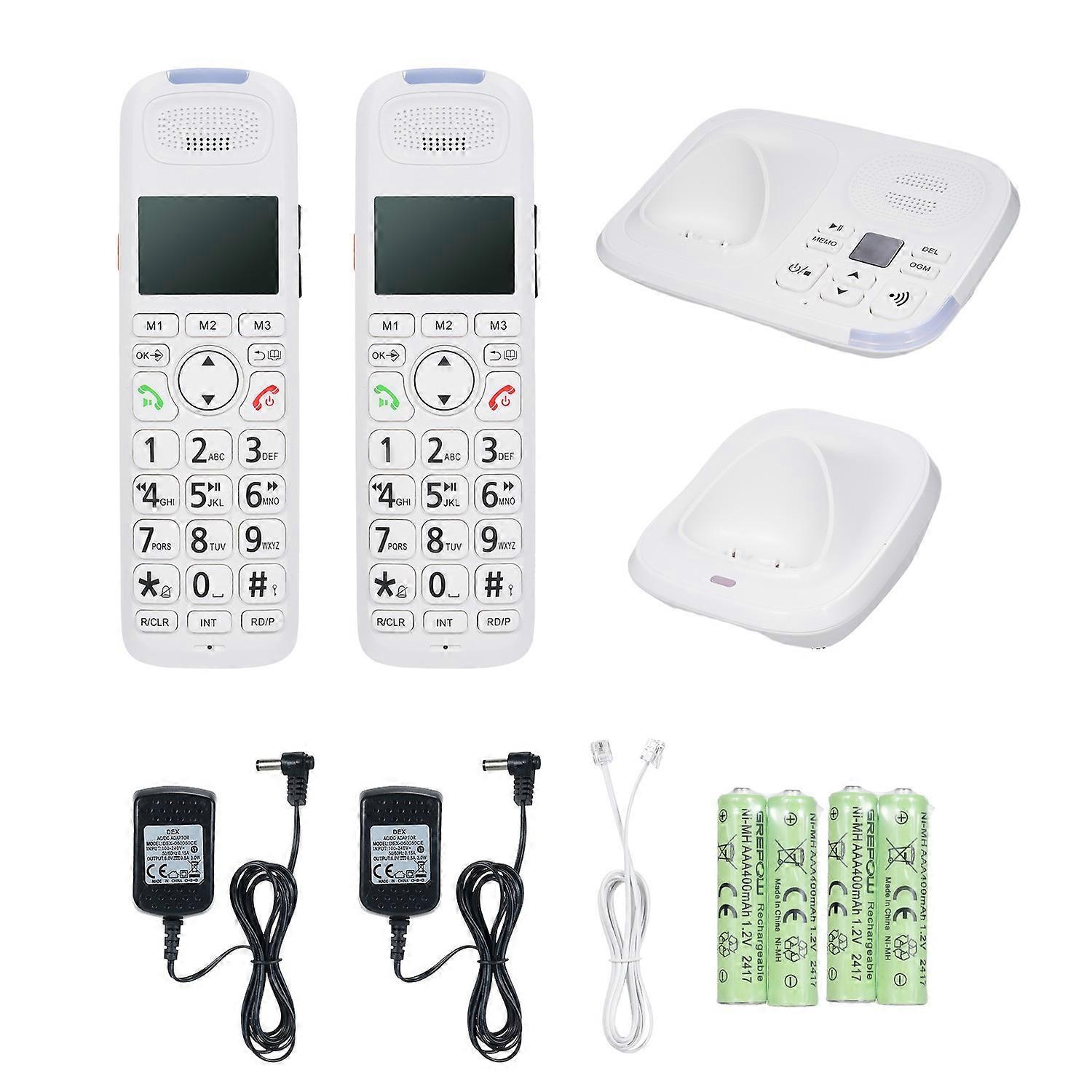 Cordless Phone 1.8in Large LCD Display Big Buttons Expandable Phone System with Answering Function w