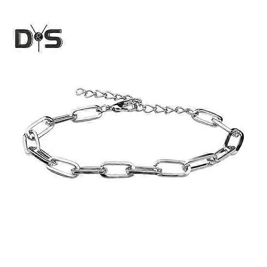 Women Bracelet Adjustable Length Hollow Out Chain Solid Color Polished Electroplated Stainless Lightweight Punk Hip Hop Cool Girl Bangle Wrist Ring
