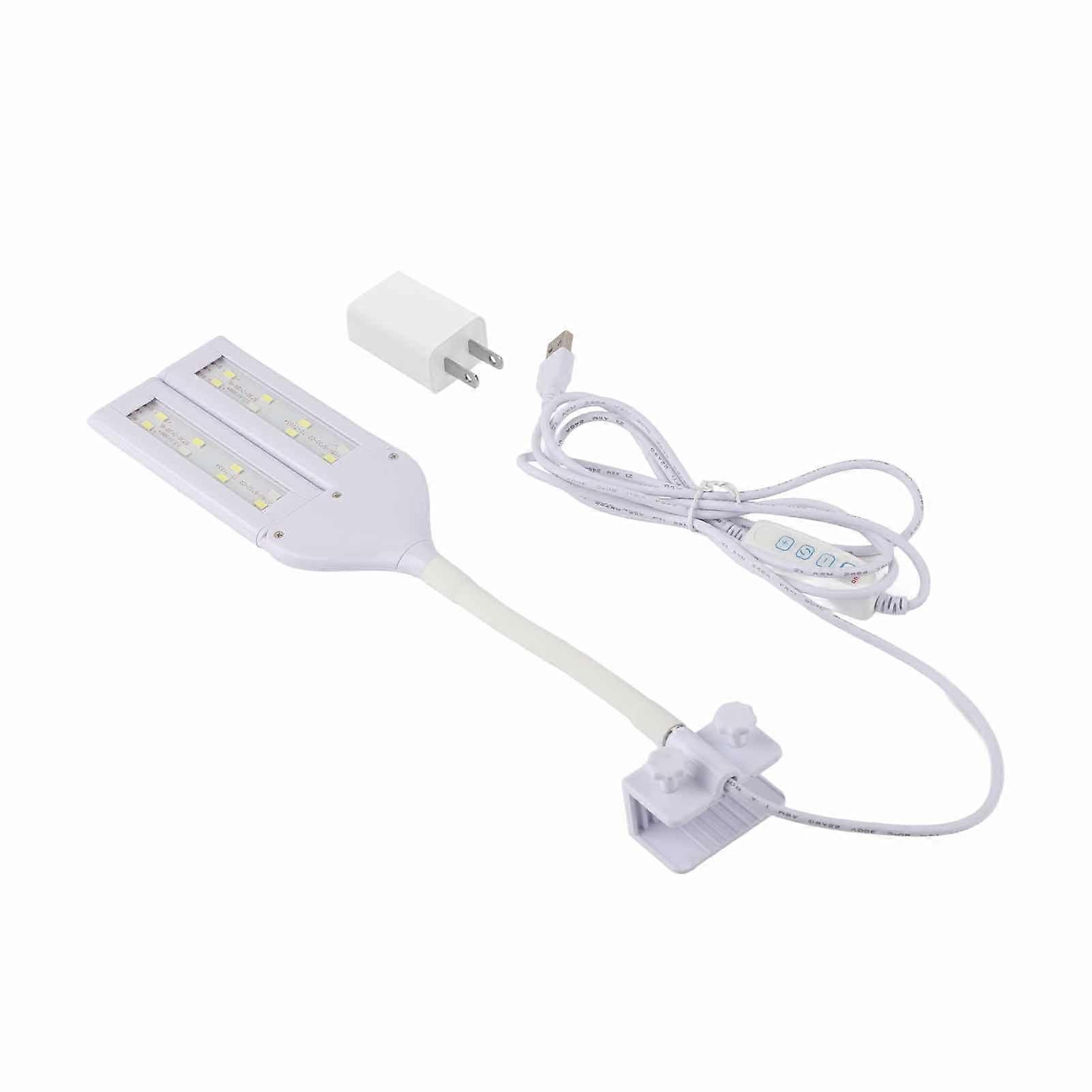 LED Aquarium Lights Adjustable Clip-On Lamp with USB 4 Rows of Lamp Beads for 110V-240V US Plug