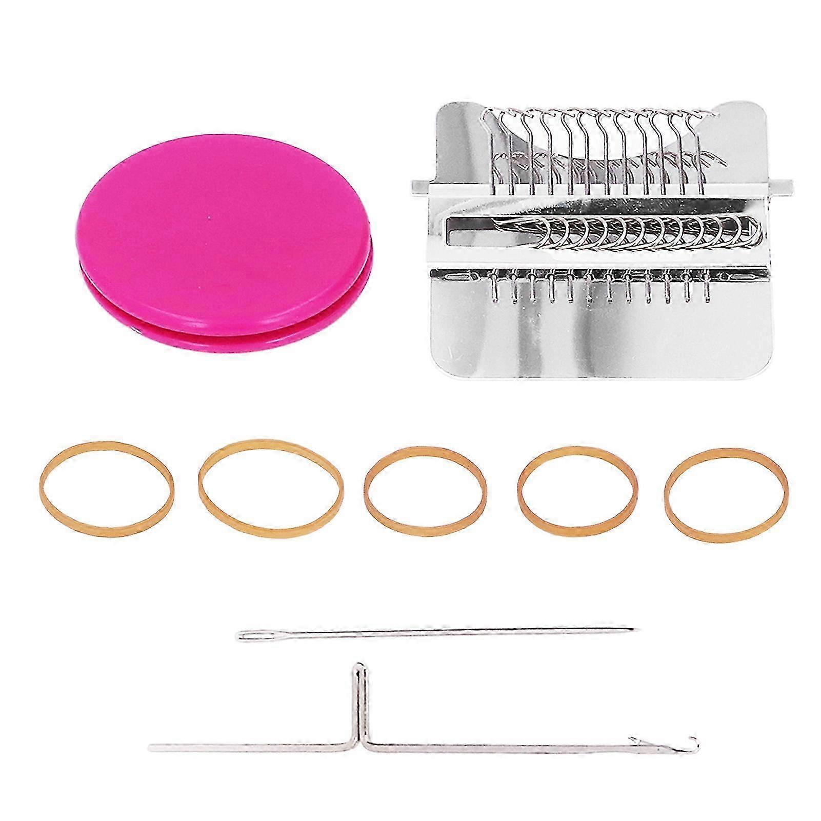 Mini Knitting Machine Rose Red 12 Needles Simple Operation Mini Loom Machine Hand Knitting Machine for Home