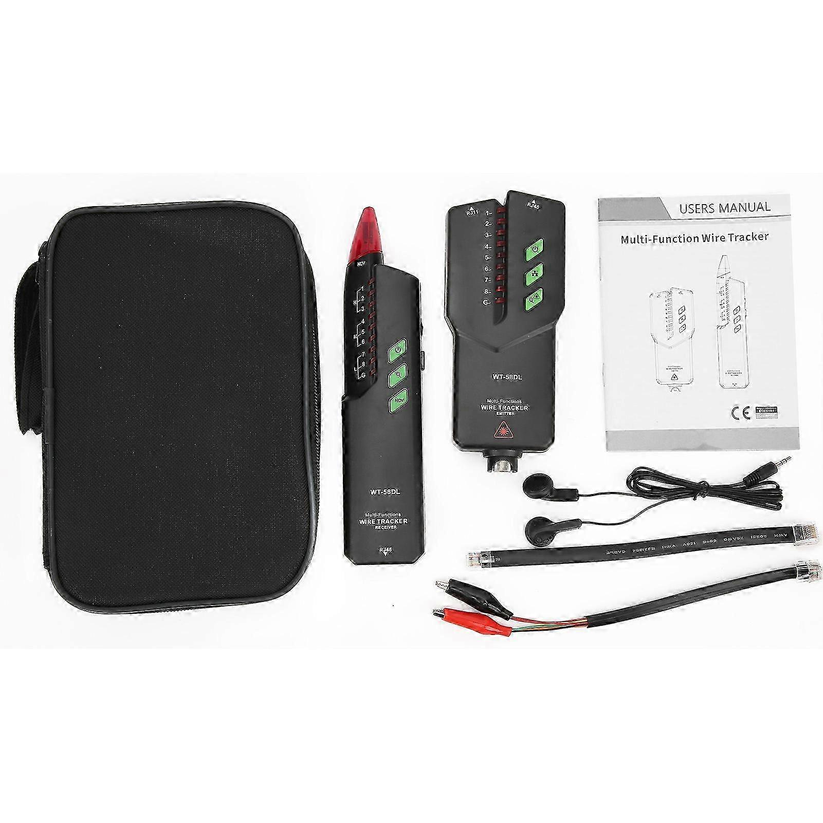 WT58DL 0300m Testeur de câble réseau AntiInterference Silencieux POE Multifonctionnel Fil Tracker avec stylo de lumière rouge