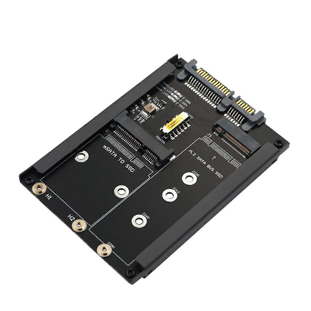 2In1 MSATA + B Key/B+M Key M.2 SSD to 2.5 SATA Adapter Card with Enclosure Socket for M2 NGFF SATA3