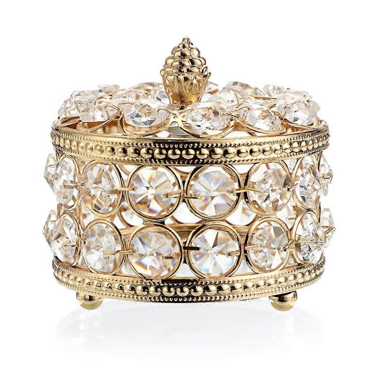 Home Decor Ring Earrings Necklace Storage Holder Keepsake Box(Gold)