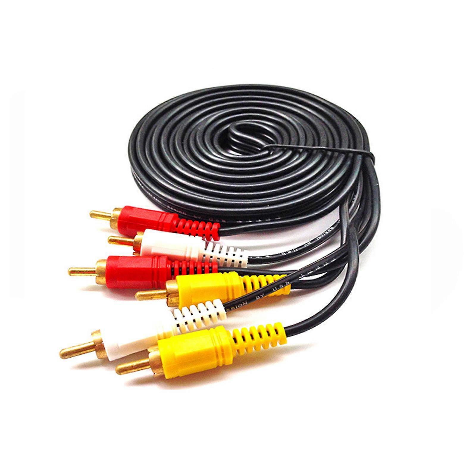 3RCA to 3RCA Sound Video Cable with Low Loss Shielding for Home Entertainment Systems