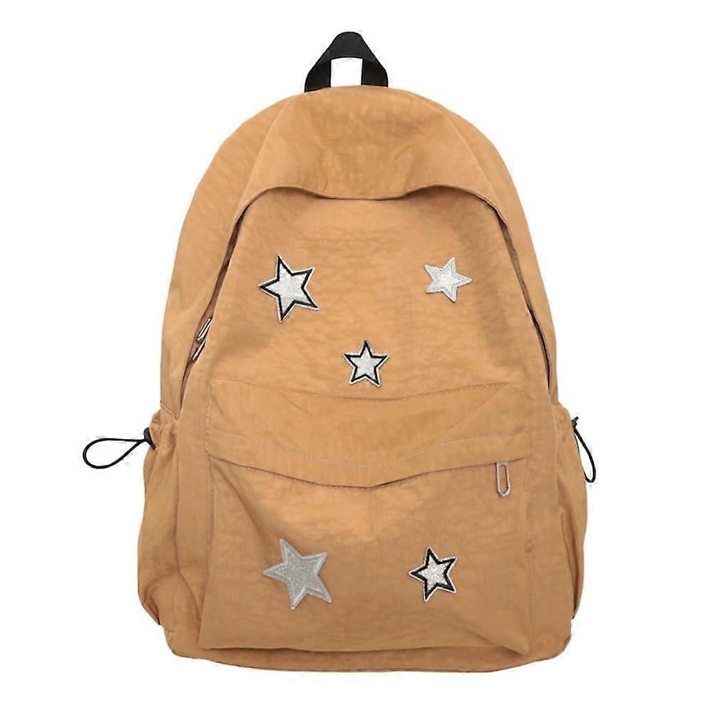 Cute Y2K Aesthetic Backpack Stars Pattern Laptop Backpack Caramel Color One Size