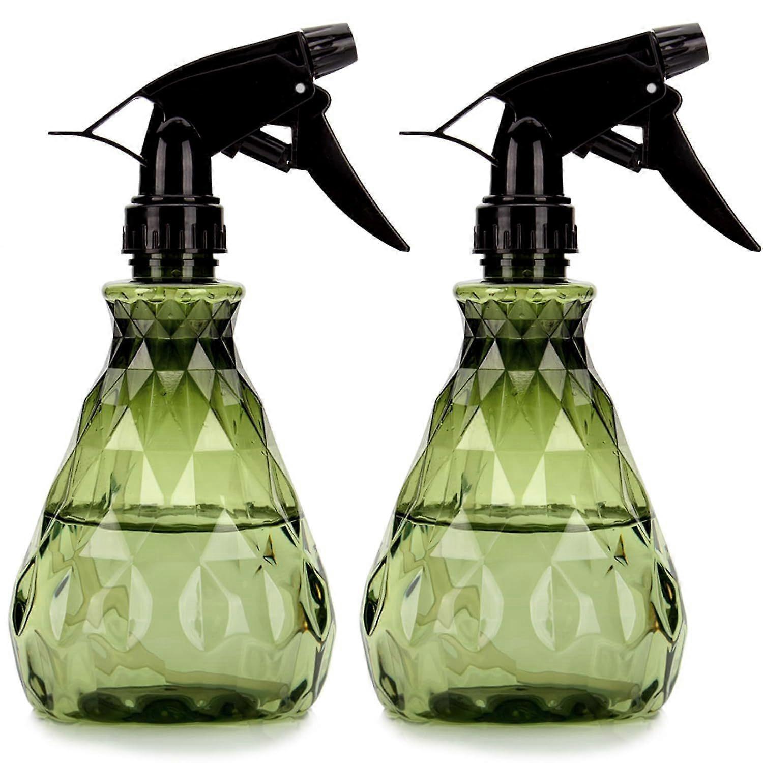 2 Empty Spray Bottles, 500ml Water Spray Bottle with Adjustable Spray Head, Refillable Trigger Sprayer Bottle (Green)