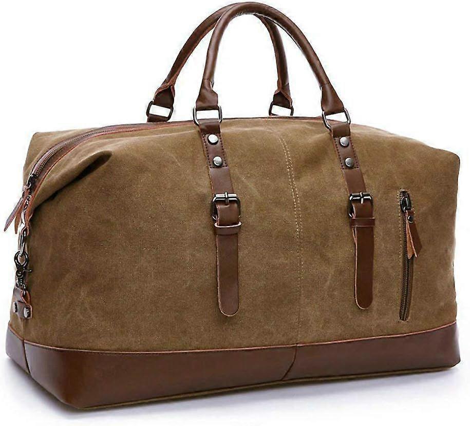 Large-capacity canvas plus travel bag, suitable for weekends and business trips, short trips, long trips, can hold a lot of necessities (coffee)
