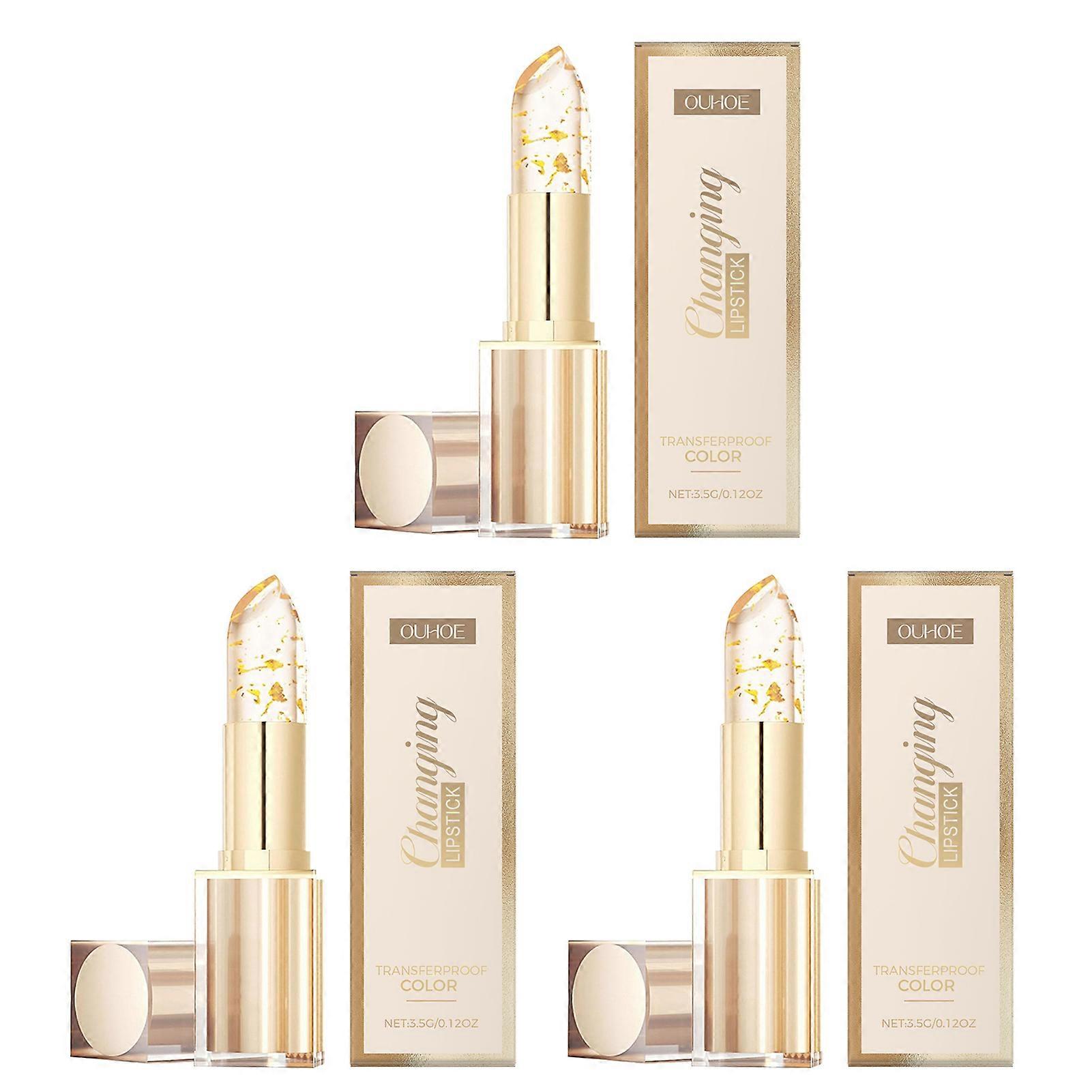 Transferproof Color Changing Lipstick,Gold Crystal Ph Lipstick Color Changing,Long Lasting 24 Hours Moisturizing Glossy Shine Lip Gloss