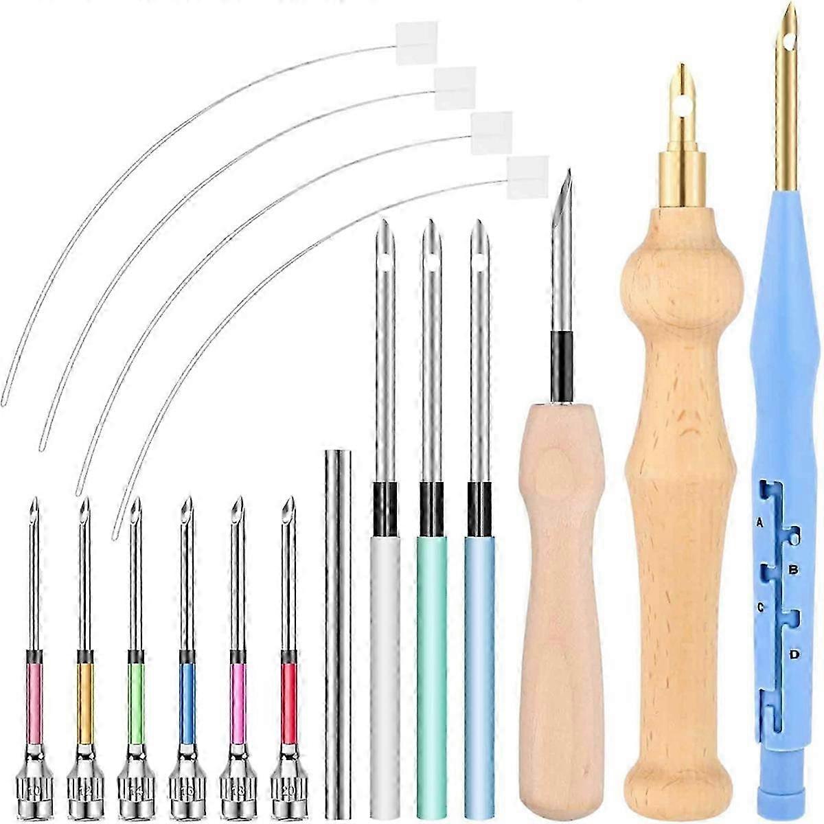 Adjustable Punch Needle Tool Set with 18 Pieces for Crafting