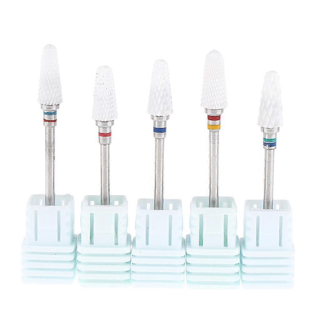 5x 3/32" Professional Ceramic Nail Drill Bit Cuticle Clean Tools Set Safety