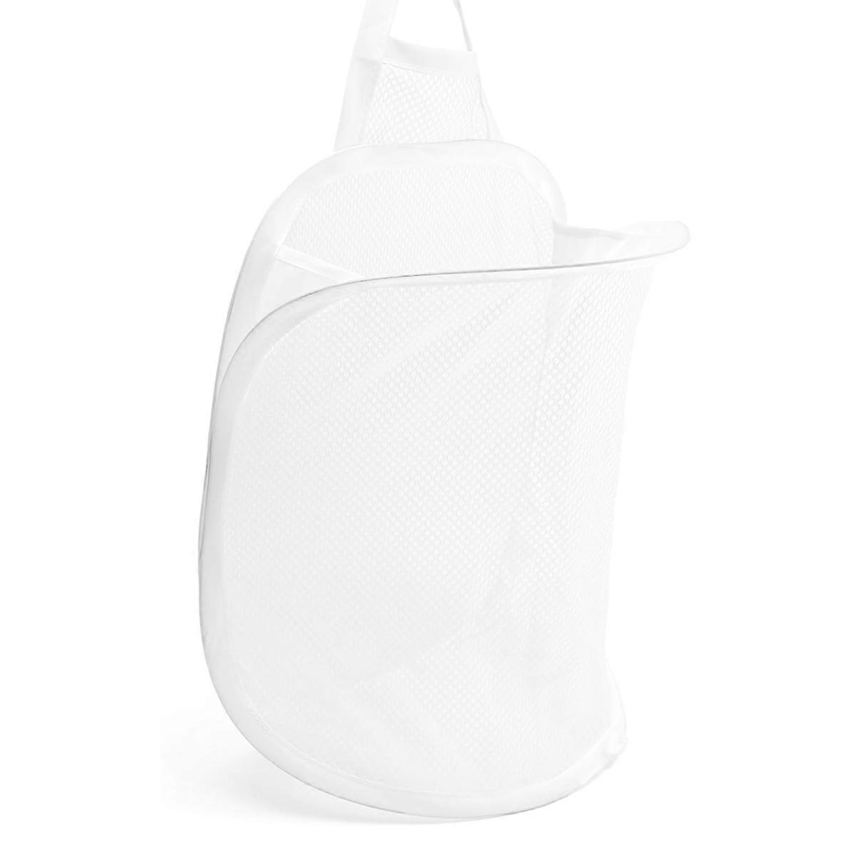 Collapsible Laundry Bag Foldable Laundry Hamper Large Laundry Basket Mesh Wall Mounted for Bathroom with Hook