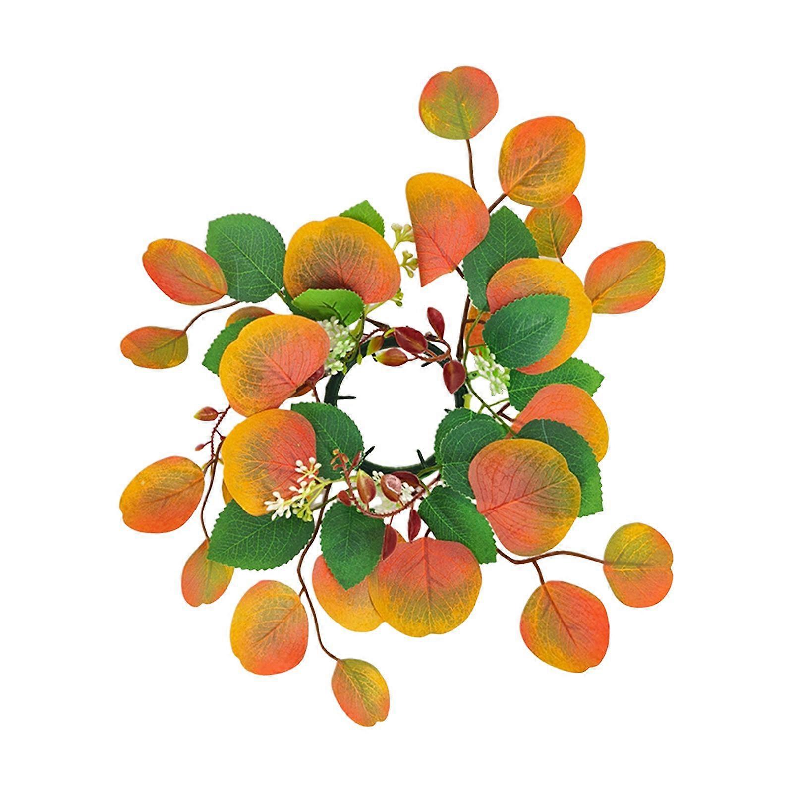 Artificial Eucalyptus Leaves Candle Ring Wreath Inner Dia. 8cm Candlestick