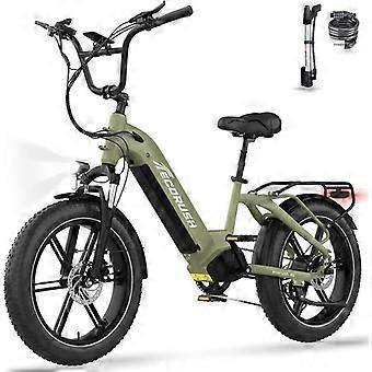 Electric Bike VAE - ECORUSH ECO R6 - 20" x 4.0 Large Tires - Removable Battery 48V 15.6Ah, 250W, 7-Speed, MTB - Green
