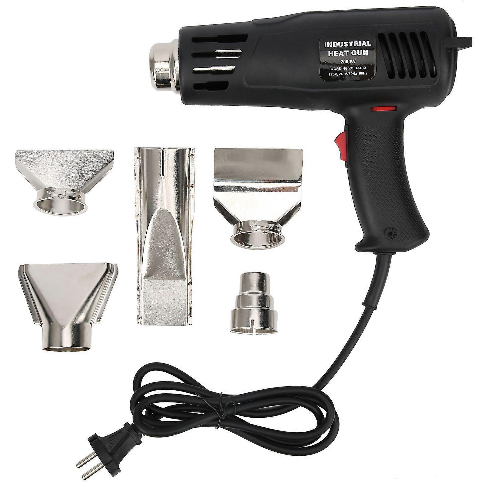 2000W Temperature Adjustable Hot Air Gun with Nozzles Industrial Tool (EU Plug 250V)
