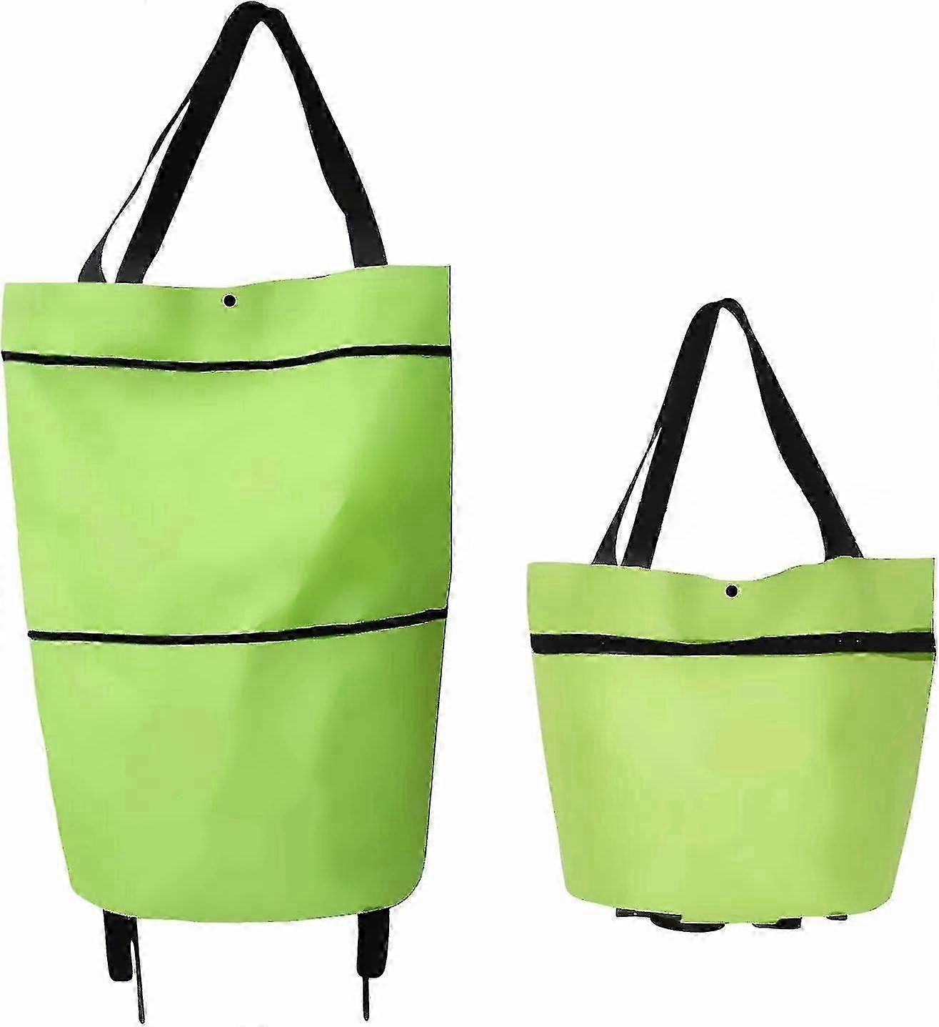 Sac à provisions pliable avec roulettesSac à provisions réutilisable pour l’épicerie, Vert chanceux