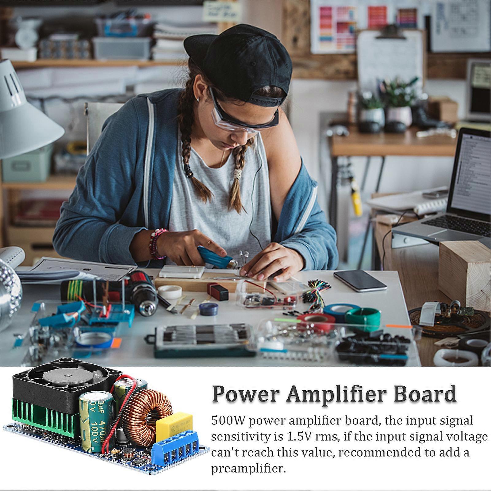 500W IRS2092S Digital Power Amplifier Mono Channel Class D Power Amp Board Module with Cooling Fan