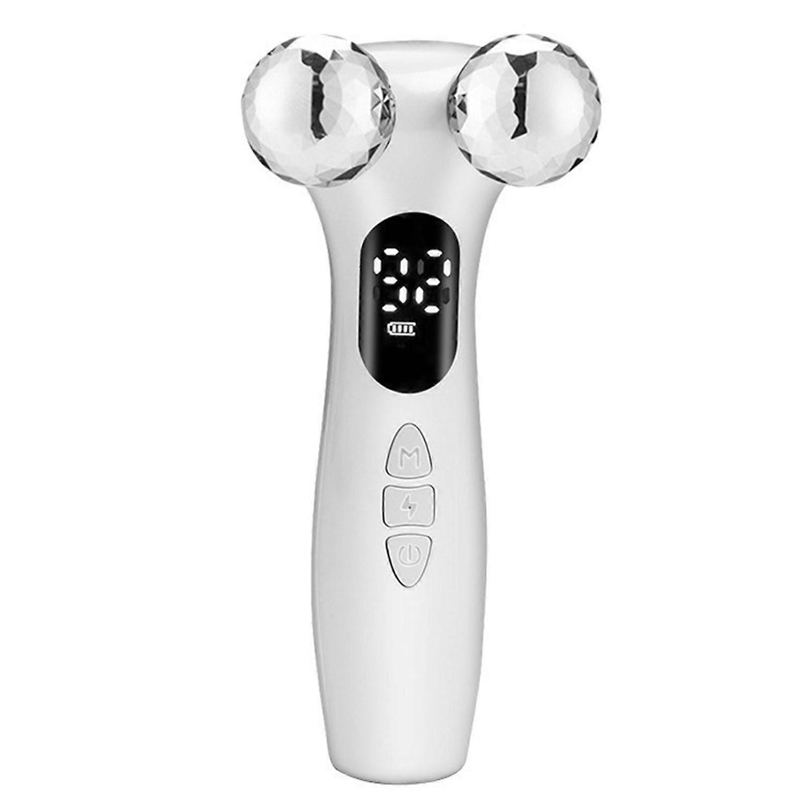 4D Microcourant Facials Appareil Multifonctionnel Facial Massager Visage Rouleau Masseur Visage Masseur Pulsé Basse Fréquence Blanc