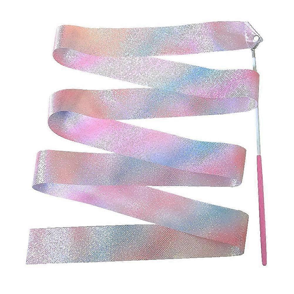 Gymnastic Ribbons 2/4 M Flashing Star Rainbow Rhythmic Ribbon Model T1i2 Rod Twirling Training Ball Stick Streamer Rose 4 M