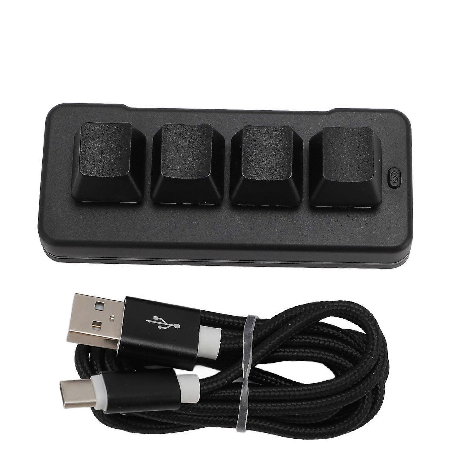 4 Key Mechanical Gaming Keyboard Wired USB Programmable Macro Keypad with RGB Lighting