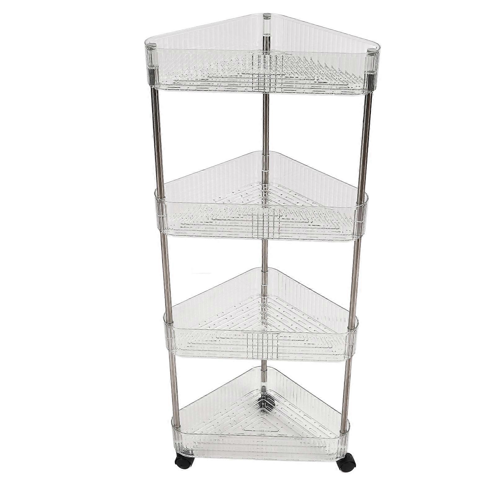 4 Tier Rolling Cart Transparent Multi Functional Movable Corner Baby Diaper Caddy Organizer Cart for Office Living Room Kitchen