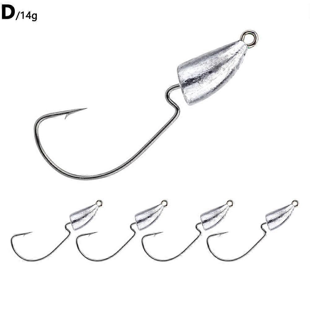 14g 5pcs (D)$ Bullet lead crank hook lead head hook 5pcs bullet lead sinker with barbed high carbon steel fish hook lure fish hook
