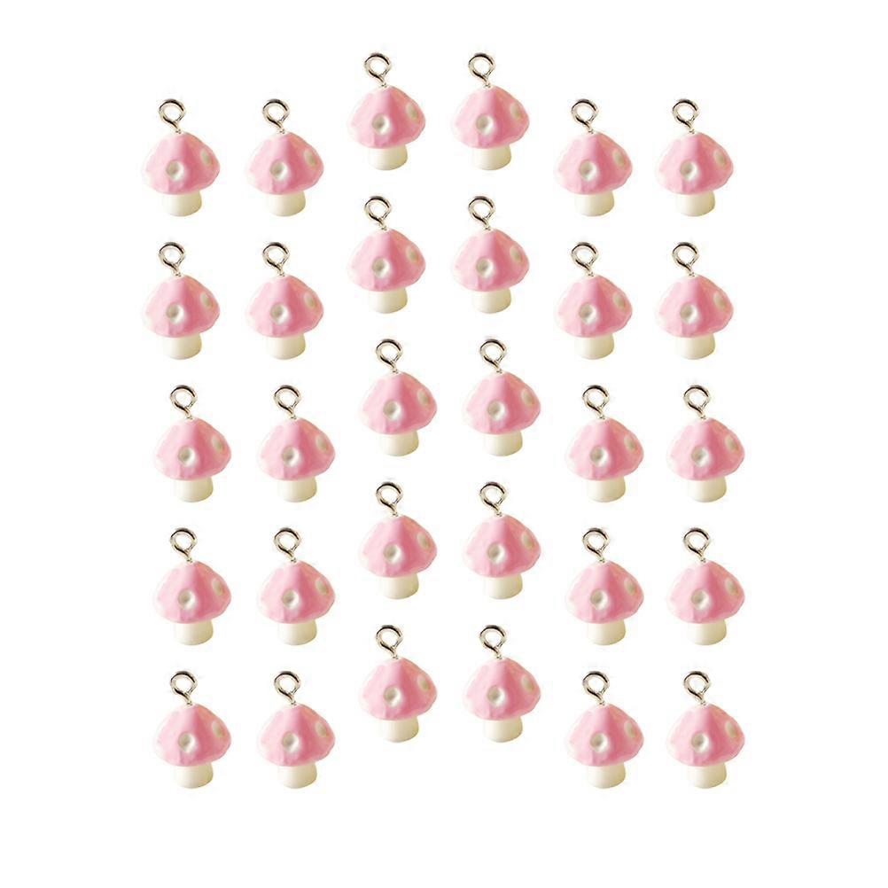 Pink Mushroom Charms Pendants 30pcs Set for DIY Jewelry Making Necklaces Earrings Bracelets Crafts Projects