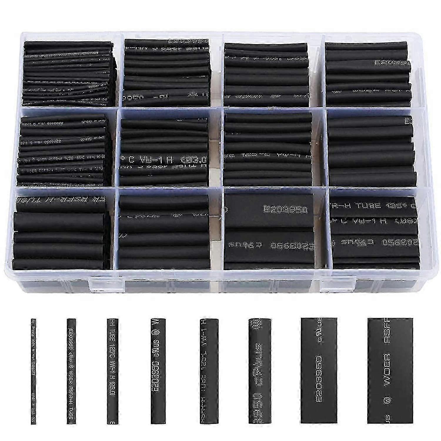 Shrink Tubing 650pcs Shrink Tubing 8 Sizes Ratio 2:1 Shrink Tubing Kit