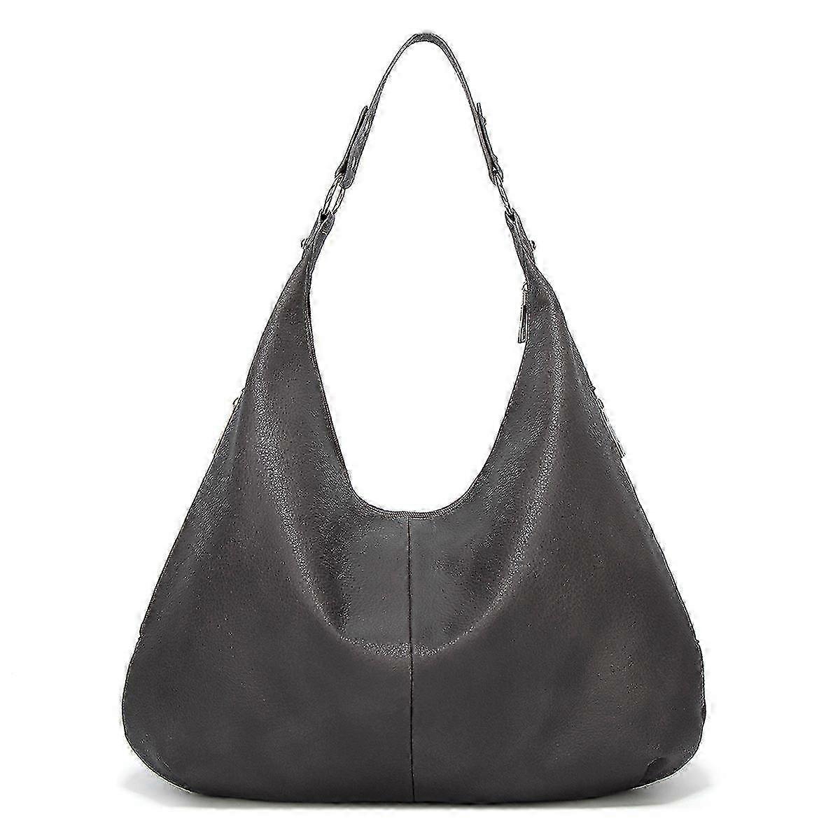 Large Soft Leather Women's Tote Bag - Gray