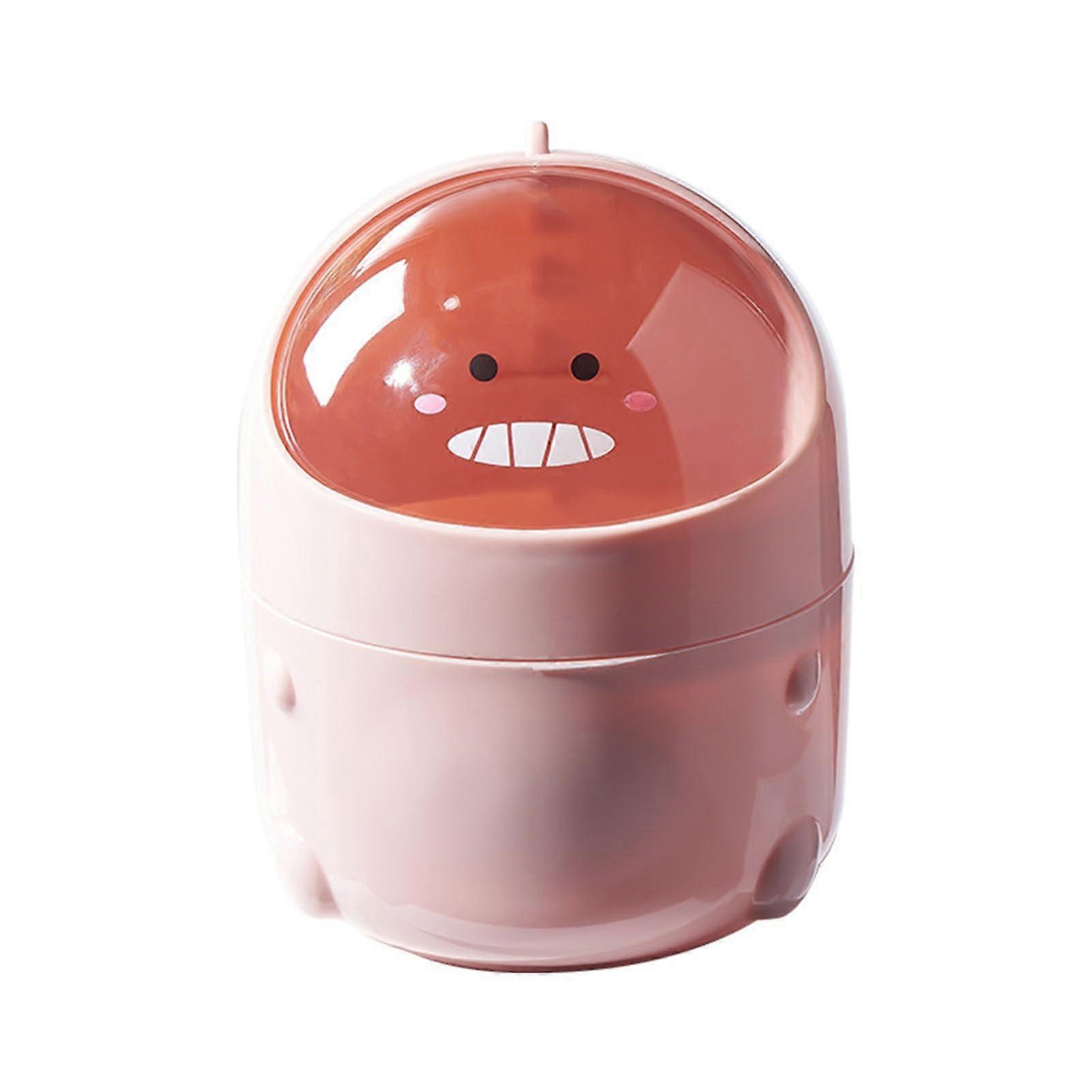 Mini Desktop Trash Can with Swing Lid - Cute Dinosaur Design, Small Plastic Waste Bin for Countertop, Recycling, Home Office Use