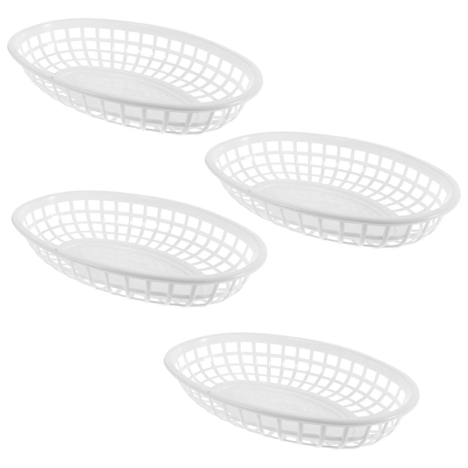 Plastic Fruit Baskets Storage Trays for Snack Holding 4Pcs White Basket
