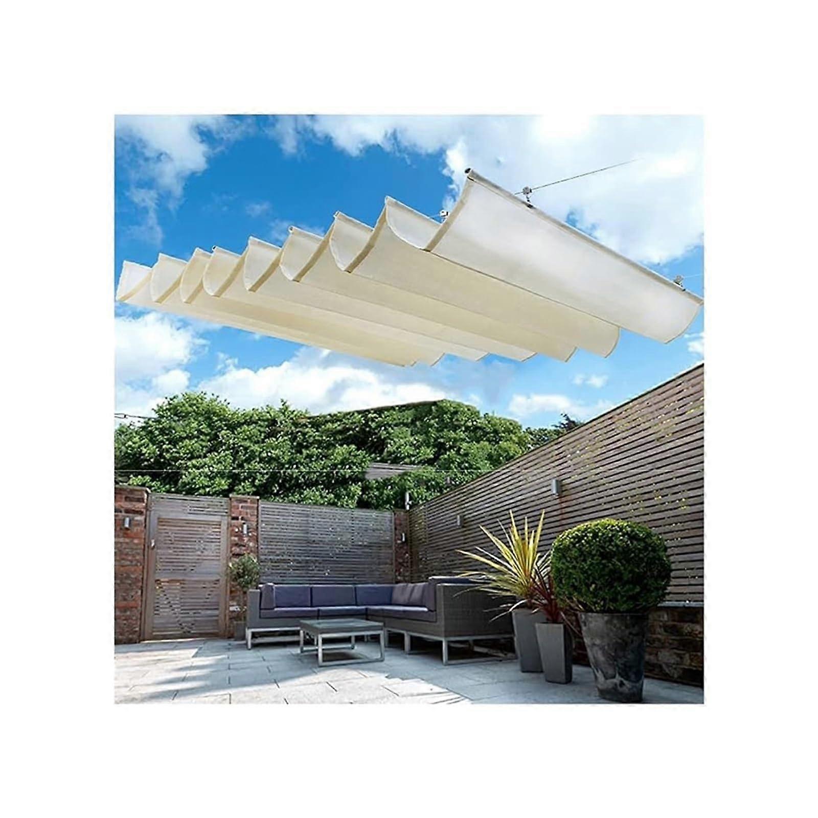 Extendable U-Shaped Wave Awning, Waterproof Sun Sail, 1.8m x 8m, Patio Shade, Adjustable