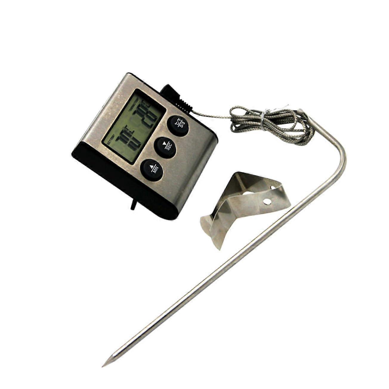 grill thermometer BBQ thermometer oven temperature monitoring display sensor silver abs