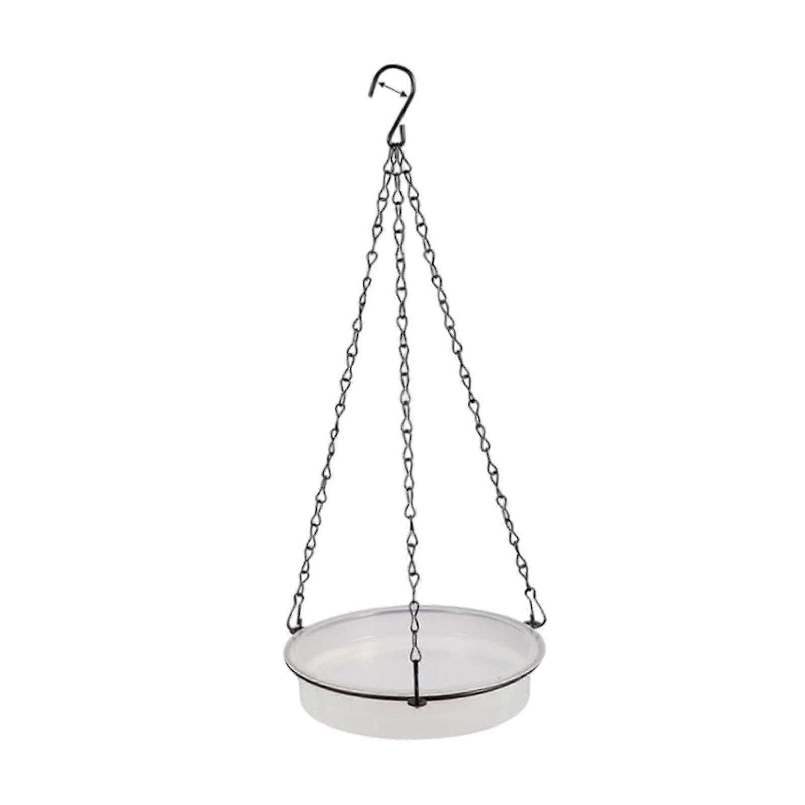 Bird Feeder Station and Hanging Bird Bath, 17.8 cm, Decorative Weatherproof Design with Chains and Hooks for Garden and Patio