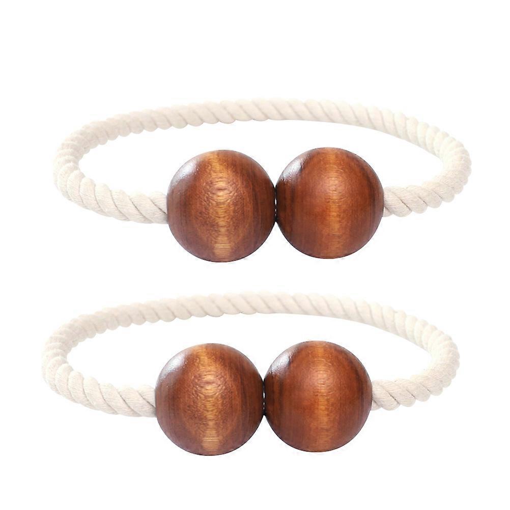 Magnetic Curtain Tieback Clips Wooden Buckle Holders for Drapes Curtains Coffee European Style Easy Installation No Drilling Home Decor Accessory