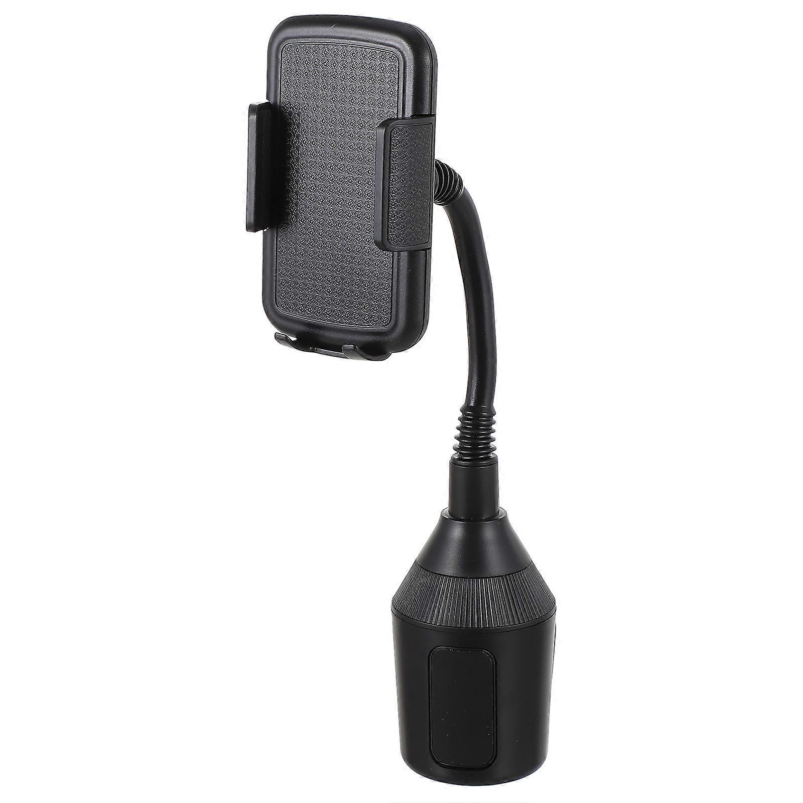 Black Car Phone Holder with Adjustable Base for Most Cup Holders 3.02 to 4.62 Inches Wide Compatibility for 3 to 10 Inch Devices
